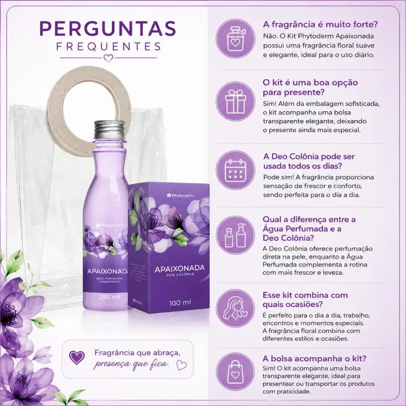 Kit Presente Phytoderm Apaixonada: Água Perfumada 250ml e Deo Colonia 100ml