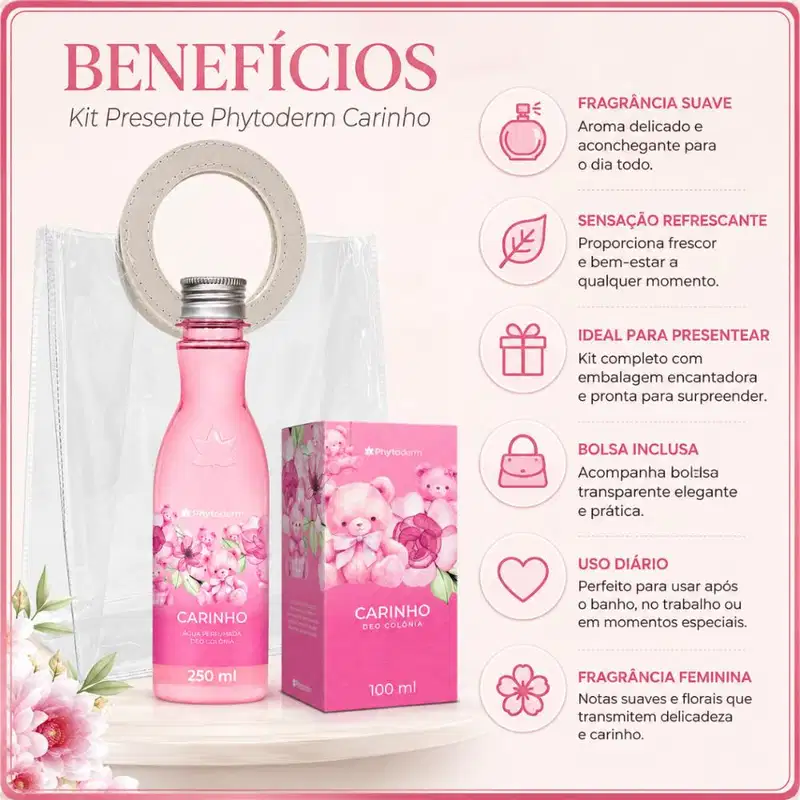 Kit Presente Phytoderm Carinho: Água Perfumada 250ml e Deo Colonia 100ml