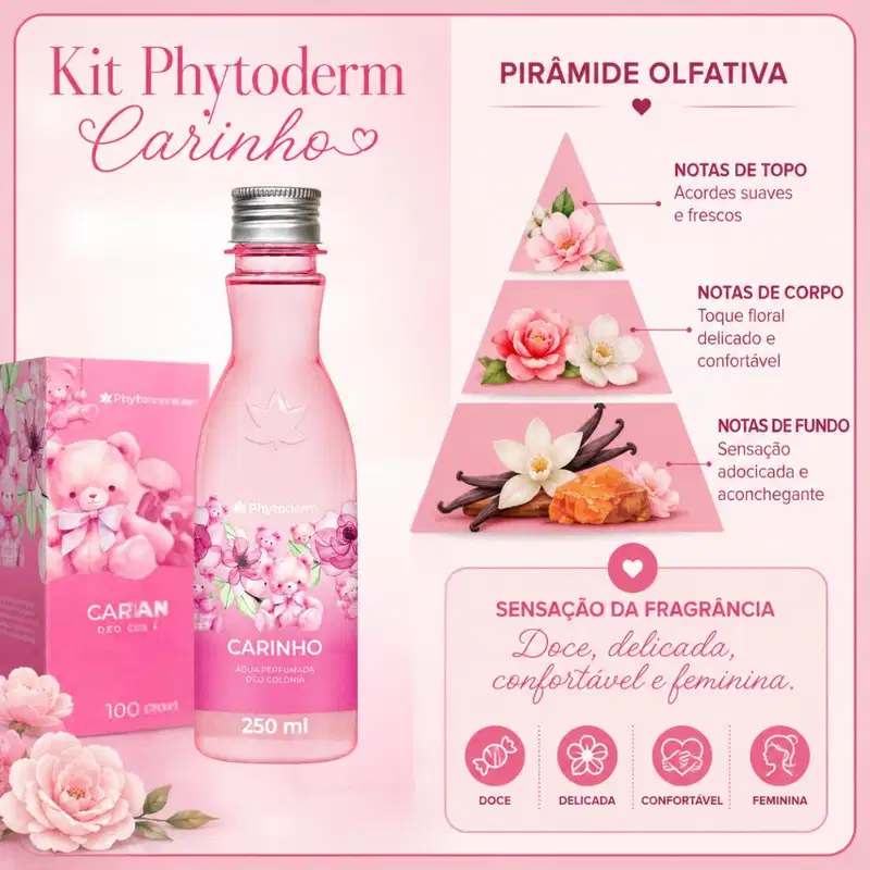 Kit Presente Phytoderm Carinho: Água Perfumada 250ml e Deo Colonia 100ml