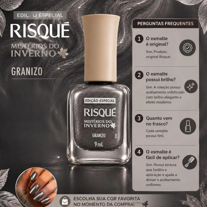Esmalte Risqué Mistérios Do Inverno 9ml Tempestade De Cristal