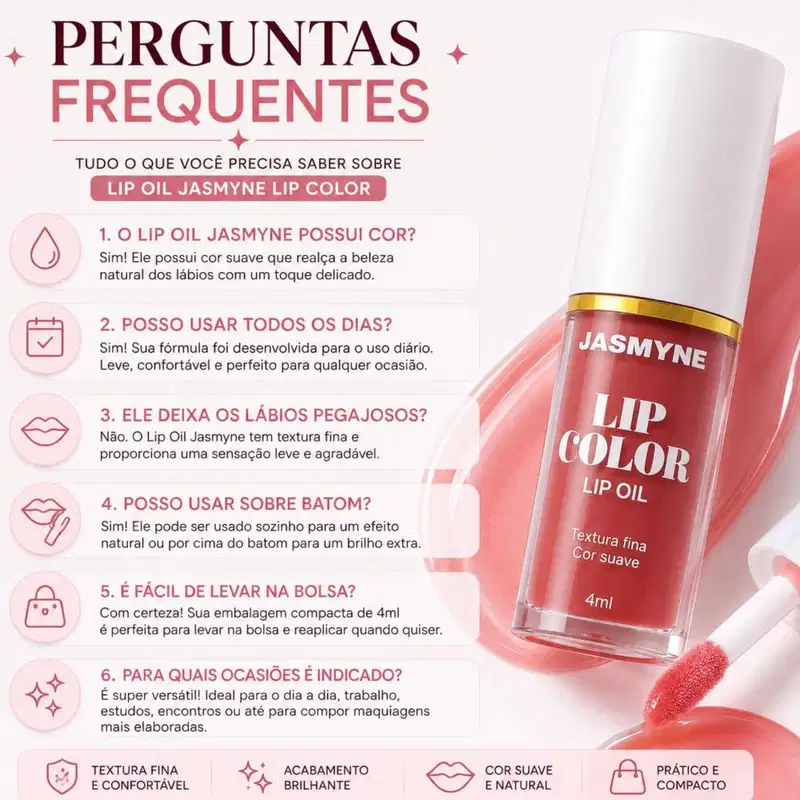 Lip Oil Jasmyne Lip Color 4ml Ref.: J0140 Uva