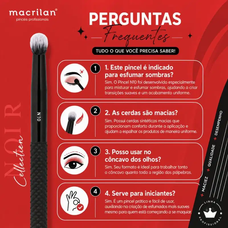 Pincel Para Esfumar Macrilan Noir Collection N10