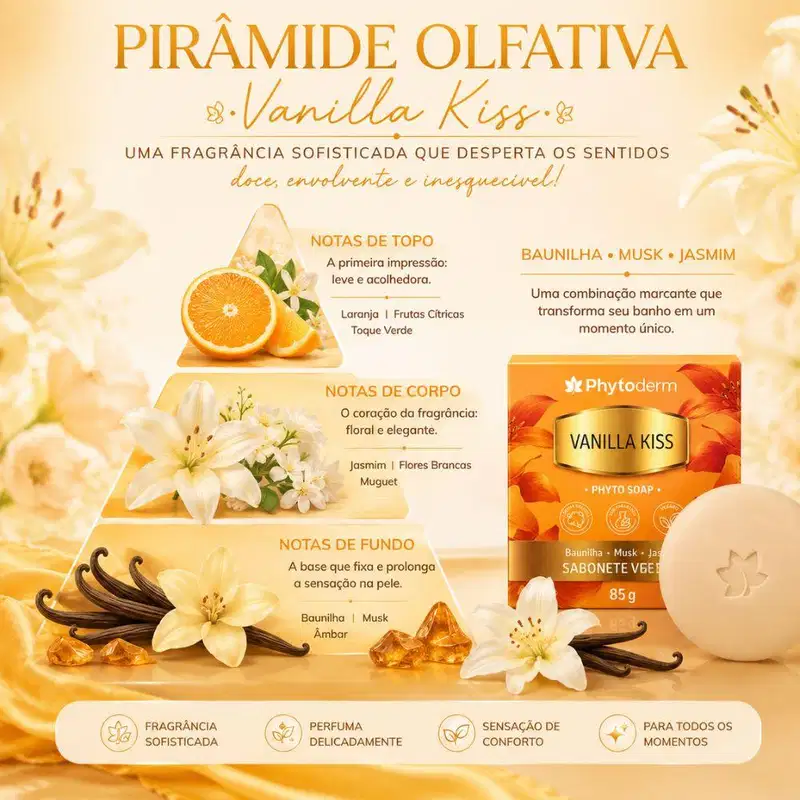 Sabonete Vegetal Phytoderm Vanilla Kiss Phyto Soap 85g