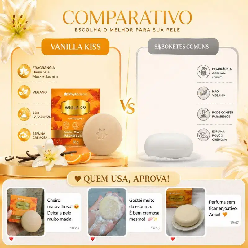 Sabonete Vegetal Phytoderm Vanilla Kiss Phyto Soap 85g
