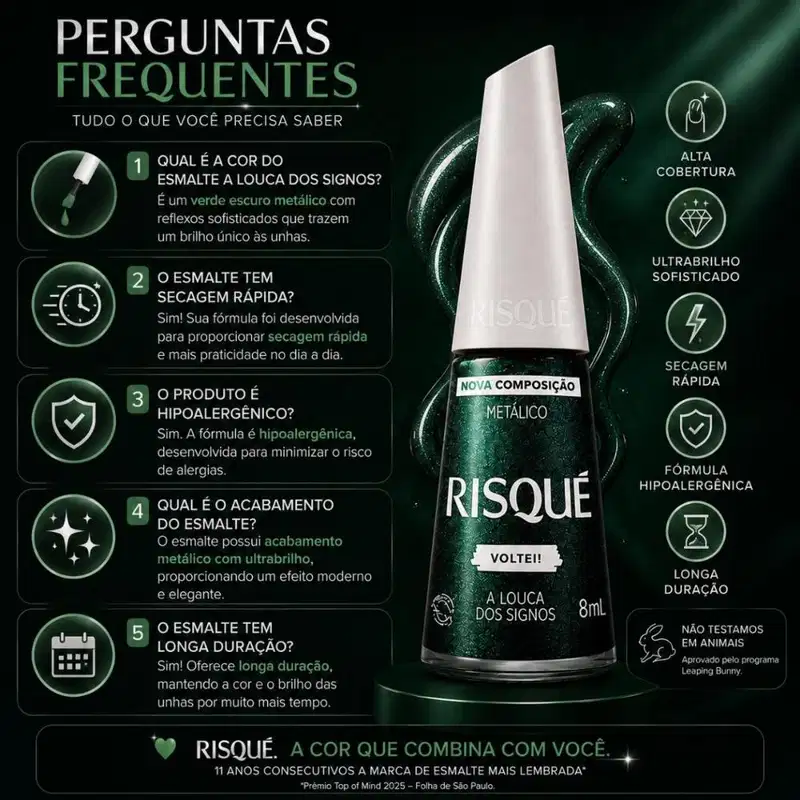 Esmalte Metálico Risqué Voltei! A Louca Dos Signos 8ml