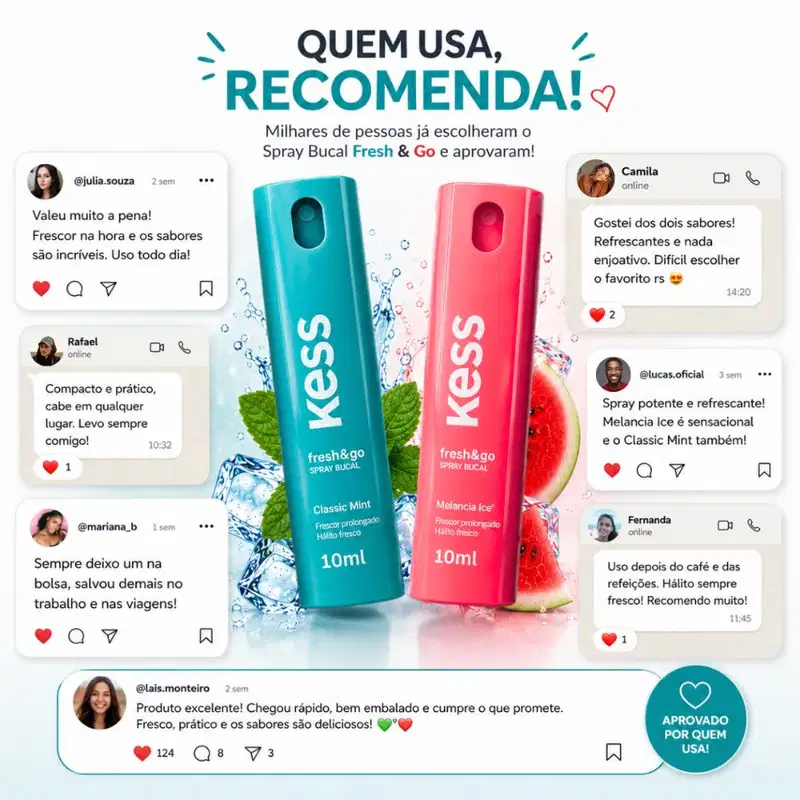 Kit Kess Fresh & Go Spray Bucal: Melância Ice e Classic Mint