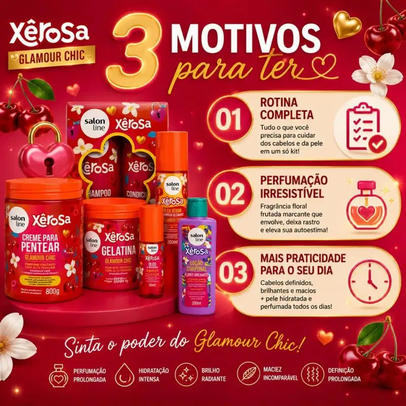 Kit Salon Line Xêrosa Glamour Chic Completo + Mimo Loção Corporal 200ml