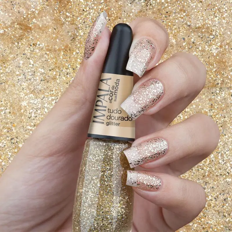 Esmalte Glitter Impala A Cor da Sua Moda Tudo Dourado 7,5ml