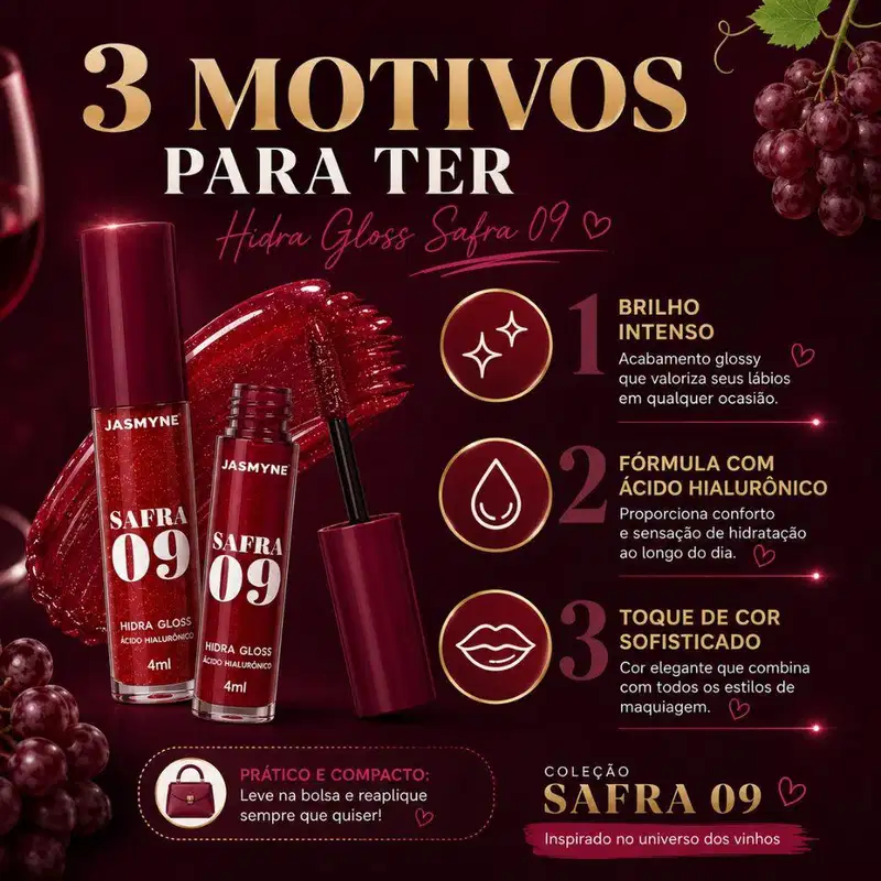 Hidra Gloss Labial Jasmyne Safra 09 Ref.: J0152 Frambroesa Malbec