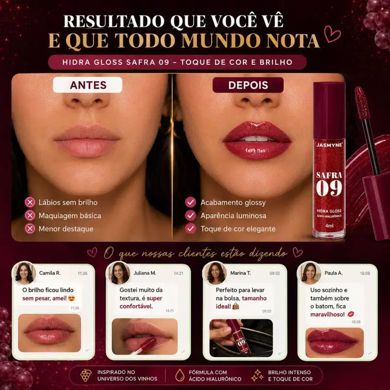 Hidra Gloss Labial Jasmyne Safra 09 Ref.: J0152 Coral Pinot