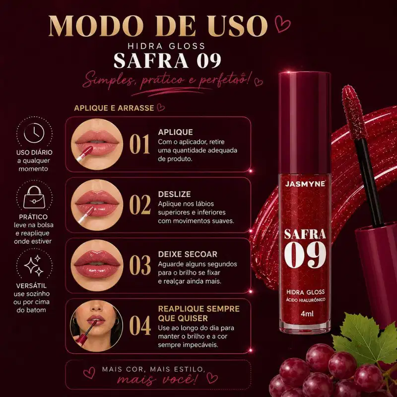 Hidra Gloss Labial Jasmyne Safra 09 Ref.: J0152 Coral Pinot