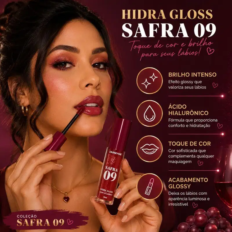 Hidra Gloss Labial Jasmyne Safra 09 Ref.: J0152 Coral Pinot