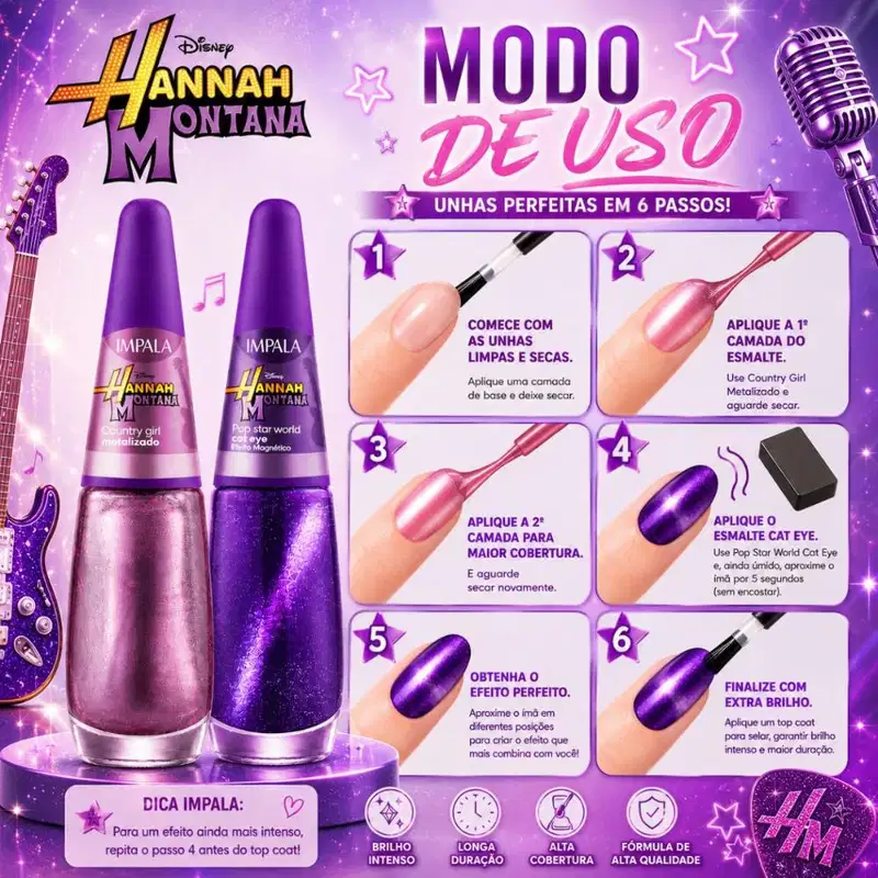 Kit Impala Disney Hannah Montana Esmalte: Country Girl e Pop Star World