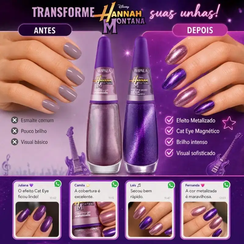 Kit Impala Disney Hannah Montana Esmalte: Country Girl e Pop Star World