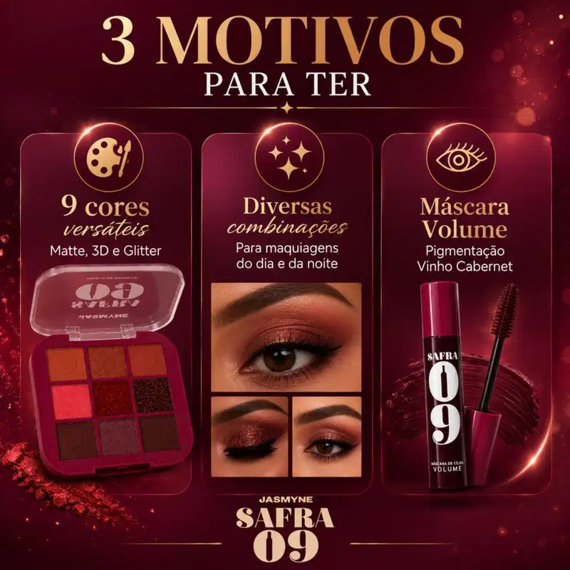 Kit Jasmyne Safra 09: Paleta De Sombras E Máscara Vinho Cabernet