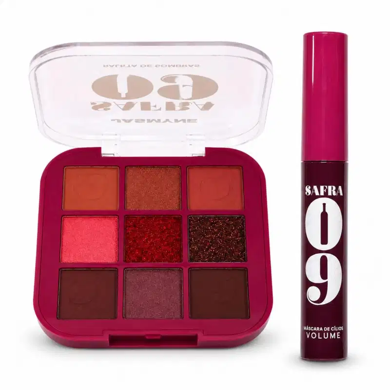 Kit Jasmyne Safra 09: Paleta De Sombras E Máscara Vinho Cabernet
