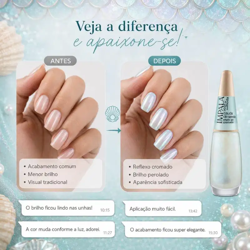 Esmalte Efeito Pó Cromado Impala Cauda De Sereia 7,5ml
