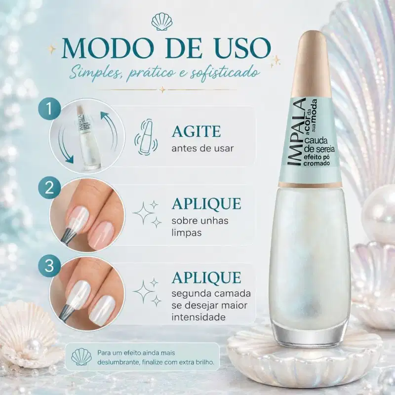 Esmalte Efeito Pó Cromado Impala Cauda De Sereia 7,5ml