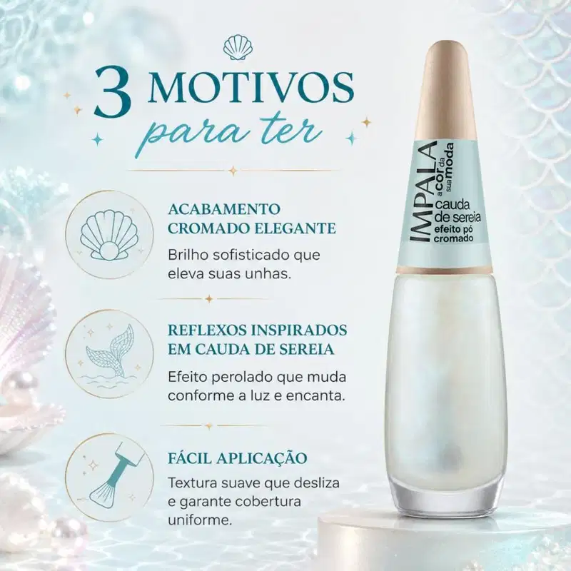 Esmalte Efeito Pó Cromado Impala Cauda De Sereia 7,5ml