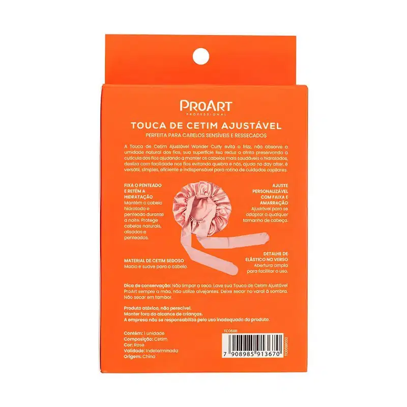 Touca De Cetim Ajustável Proart Wonder Curly Dupla Face Extra Grande Tc06bb