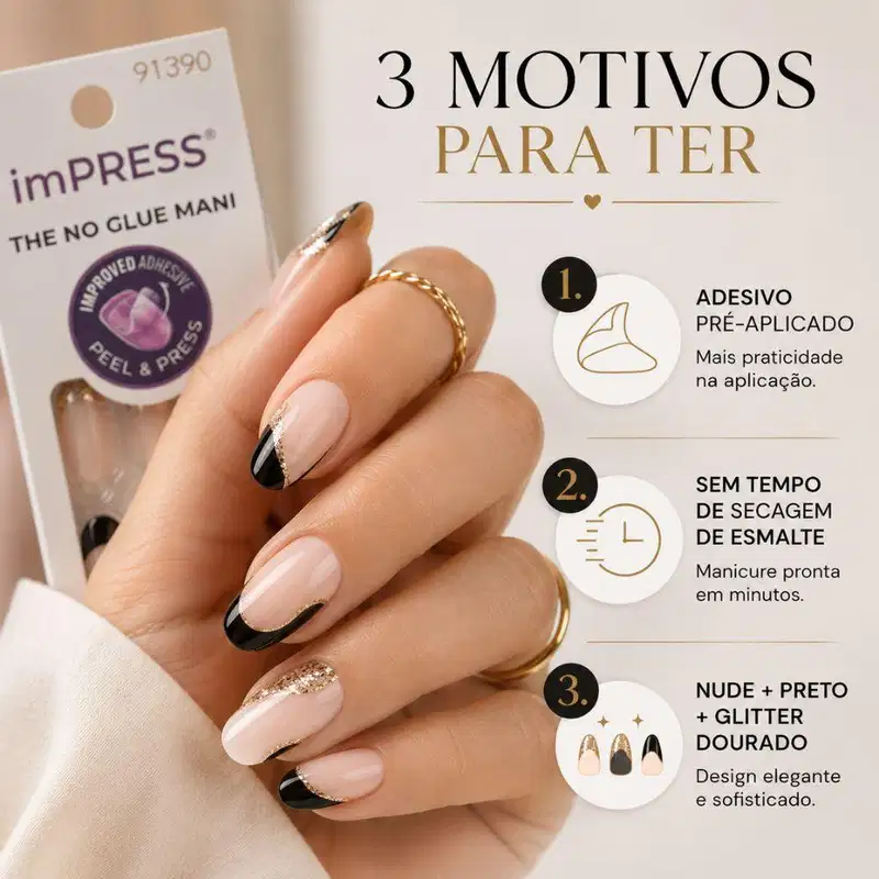 Unhas Autocolantes Kiss Ny Impress The No Glue Mani Illusion Ifm04