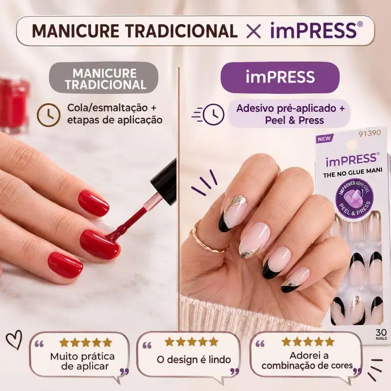 Unhas Autocolantes Kiss Ny Impress The No Glue Mani Illusion Ifm04