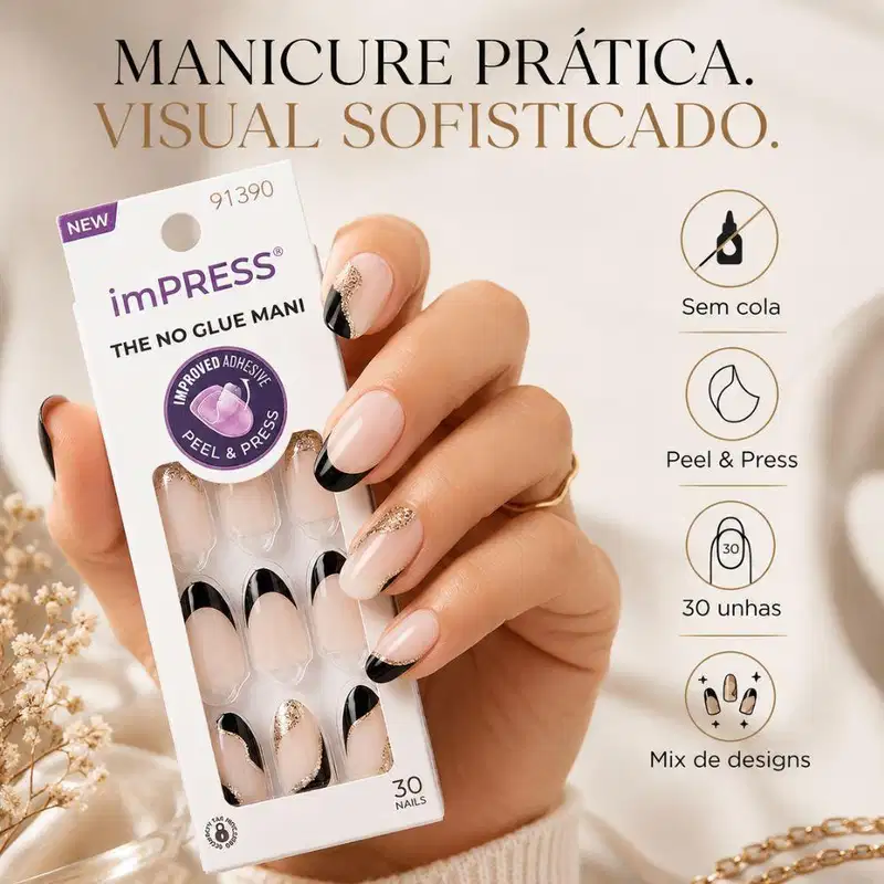 Unhas Autocolantes Kiss Ny Impress The No Glue Mani Illusion Ifm04