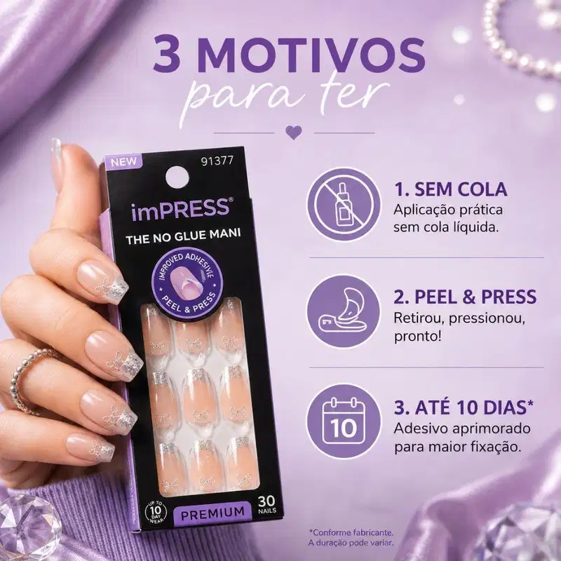Unhas Autocolantes Kiss Ny Impress The No Glue Mani Premium Memory Lane Ime12