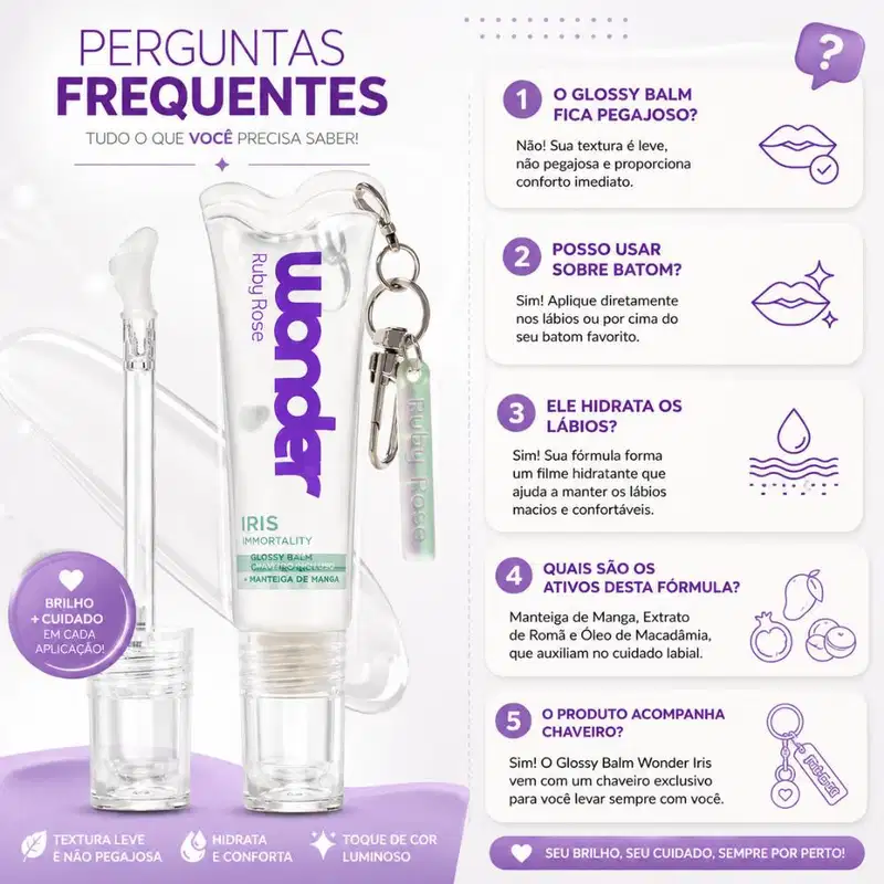 Glossy Balm Ruby Rose Wonder Iris Immortality Com Chaveiro Hb-l6413-1