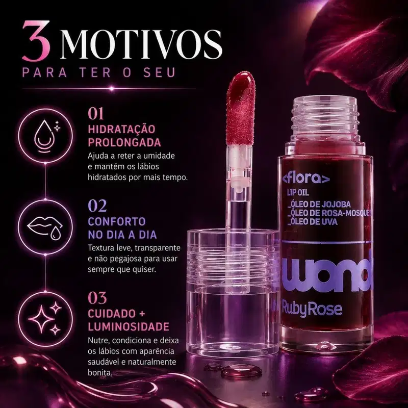 Lip Oil Ruby Rose Wonder Flora Night Bloom Hb-l6525-1