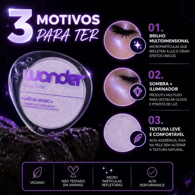 Sombra e Iluminador Ruby Rose Wonder Ultrasonic Speed Hb-m1013-2