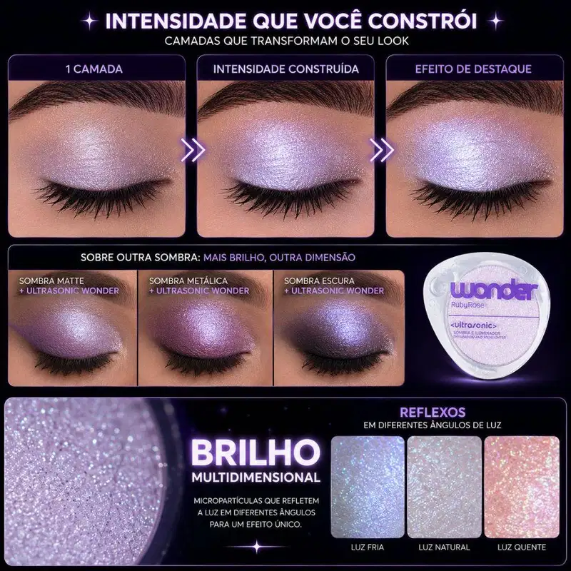 Sombra e Iluminador Ruby Rose Wonder Ultrasonic Speed Hb-m1013-2