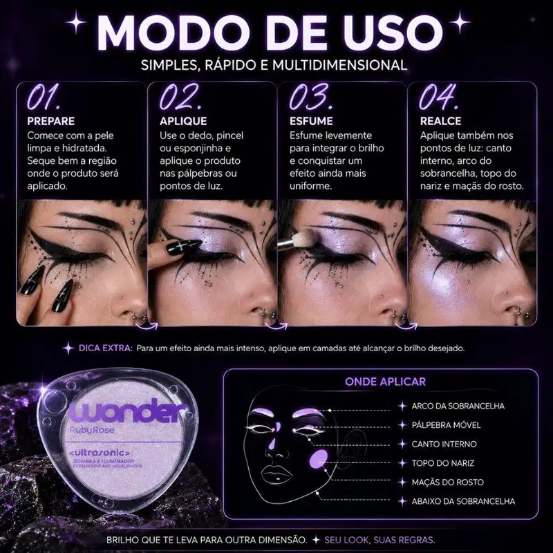 Sombra e Iluminador Ruby Rose Wonder Ultrasonic Speed Hb-m1013-2