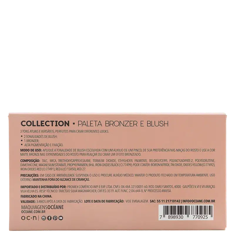 Océane Collection Bronzer e Blush - Paleta de Maquiagem 16g