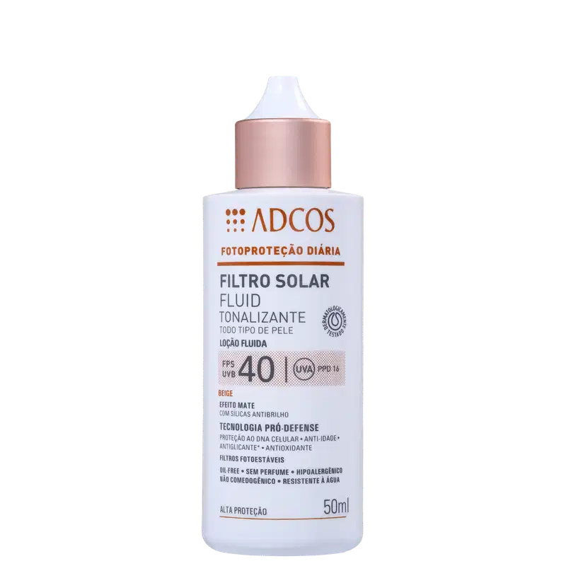 Adcos Fotoproteção Diária Fluid Tonalizante FPS 40 Beige - Protetor Solar com Cor 50ml