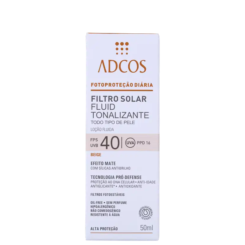 Adcos Fotoproteção Diária Fluid Tonalizante FPS 40 Beige - Protetor Solar com Cor 50ml