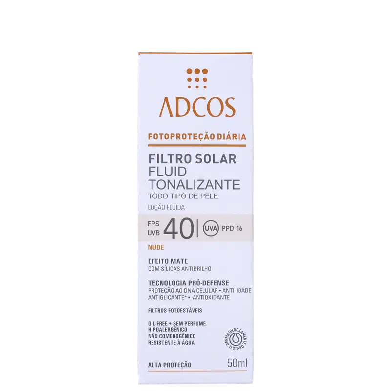 Adcos Fotoproteção Diária Fluid Tonalizante FPS 40 Nude - Protetor Solar com Cor 50ml