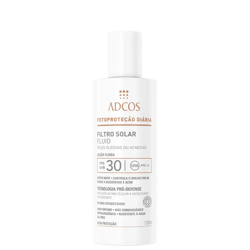 Adcos Fotoproteção Diária Fluid FPS 30 - Protetor Solar 120ml