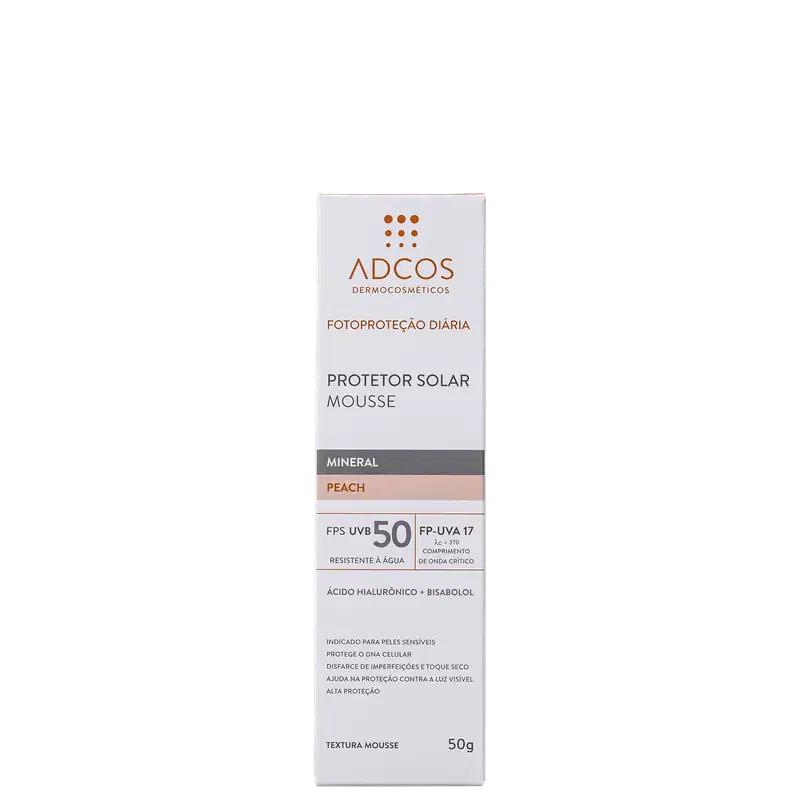 Adcos Fotoproteção Diária Tonalizante Peach Mousse FPS50 - Protetor Solar 50g