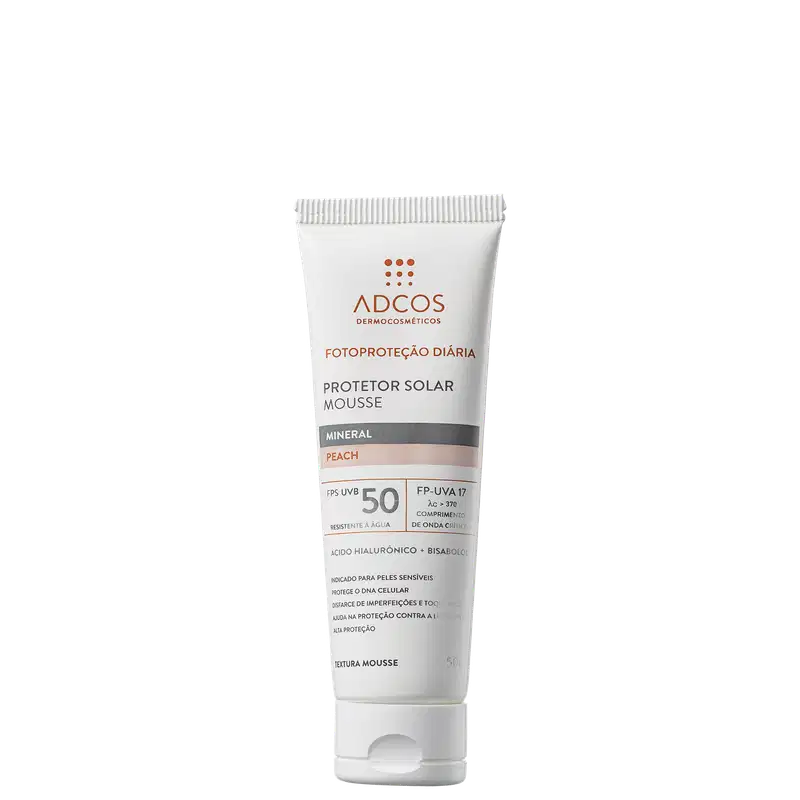 Adcos Fotoproteção Diária Tonalizante Peach Mousse FPS50 - Protetor Solar 50g
