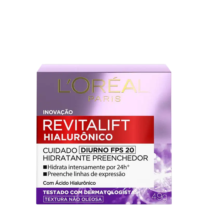 L'Oréal Paris Revitalift Hialurônico Diurno FPS 20 - Creme Facial Redutor de Linhas 49g