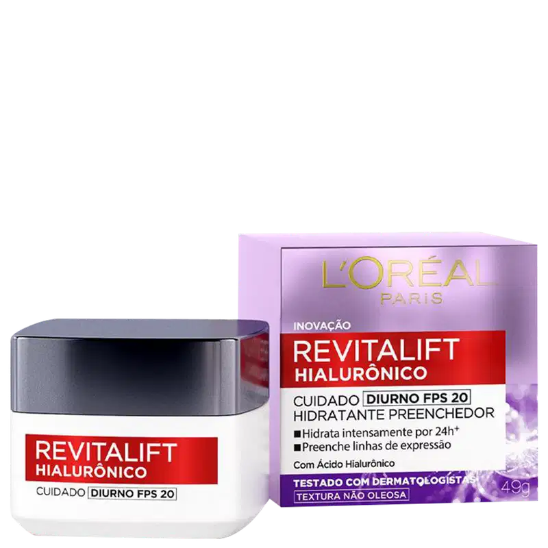 L'Oréal Paris Revitalift Hialurônico Diurno FPS 20 - Creme Facial Redutor de Linhas 49g