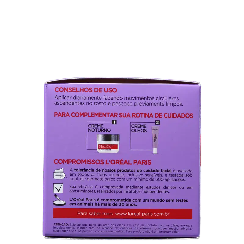 L'Oréal Paris Revitalift Hialurônico Diurno FPS 20 - Creme Facial Redutor de Linhas 49g