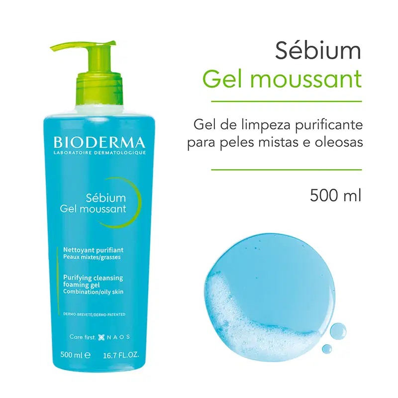 Bioderma Sébium Gel Moussant - Gel de Limpeza Antioleosidade de Alta Tolerância 500ml