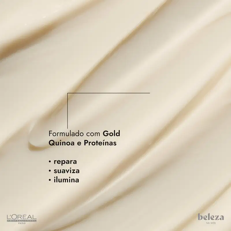 Formulado com Gold Quinoa e Proteínas, repara, suaviza e ilumina.