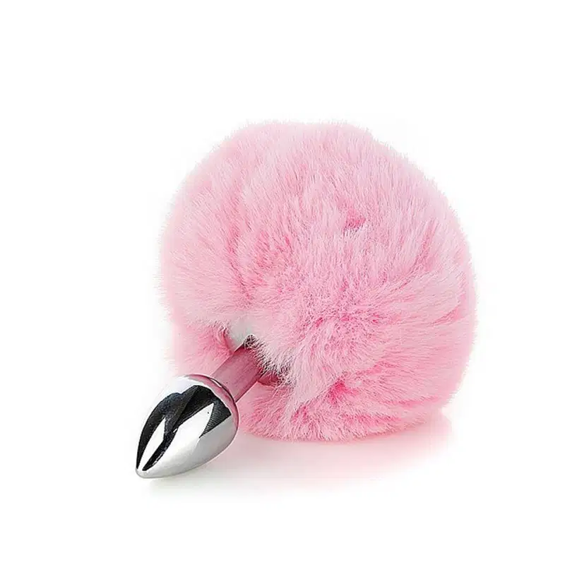 Plug Anal Pompom Lilás com Tiara Orelhas de Gato + Grampos p/ seios em Metal e Laço Gargantilha
