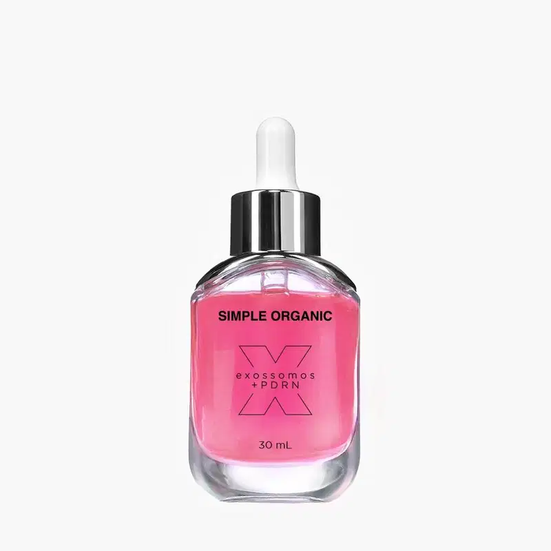 Sérum Facial Simple Organic Solução Exossomos + PDRN + Peptídeos, 30ml.