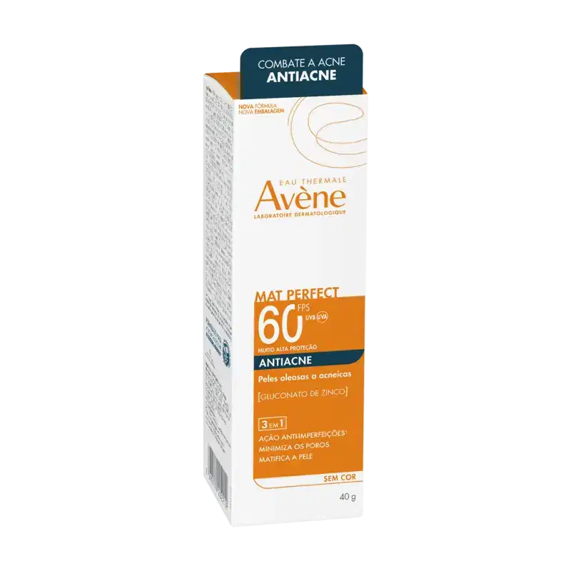 Avène Mat Perfect Fluido Antiacne FPS 60 - Protetor Solar Facial 40g