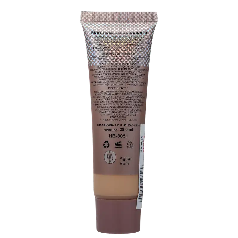 Ruby Rose Natural Look Bege 2 - Base Líquida 29ml