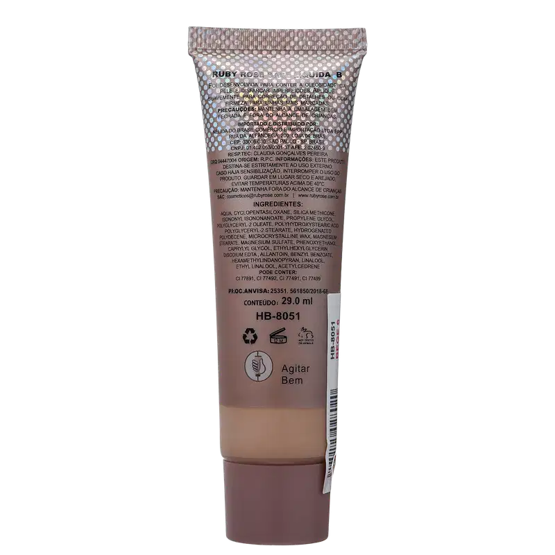 Ruby Rose Natural Look Bege 6 - Base Líquida 29ml